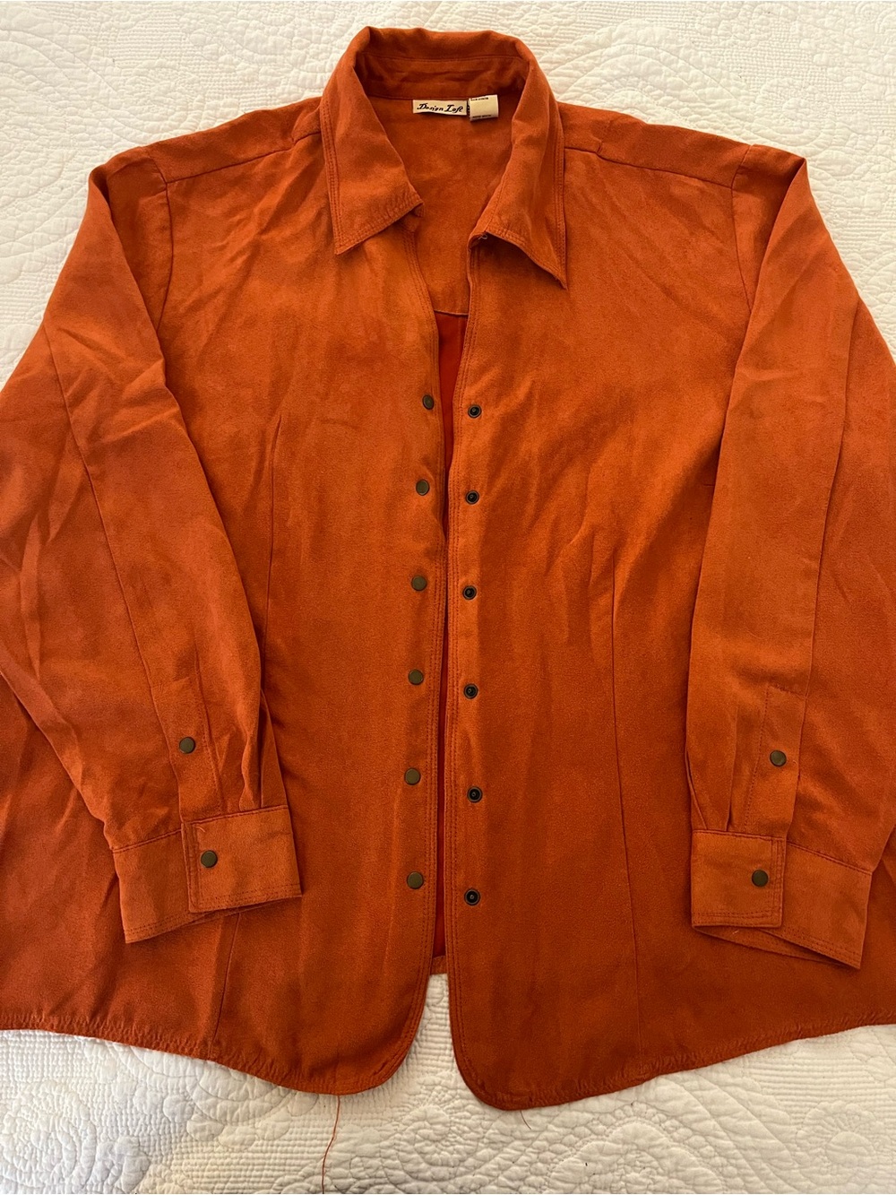 Suede Feel Button-Up Jacket/Top in Rust Orange 1X